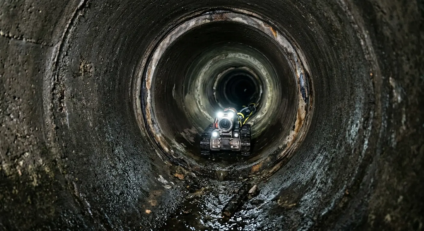 Robotic sewer camera inspecting pipe interior for Sewer Line Cleaning in Ivins